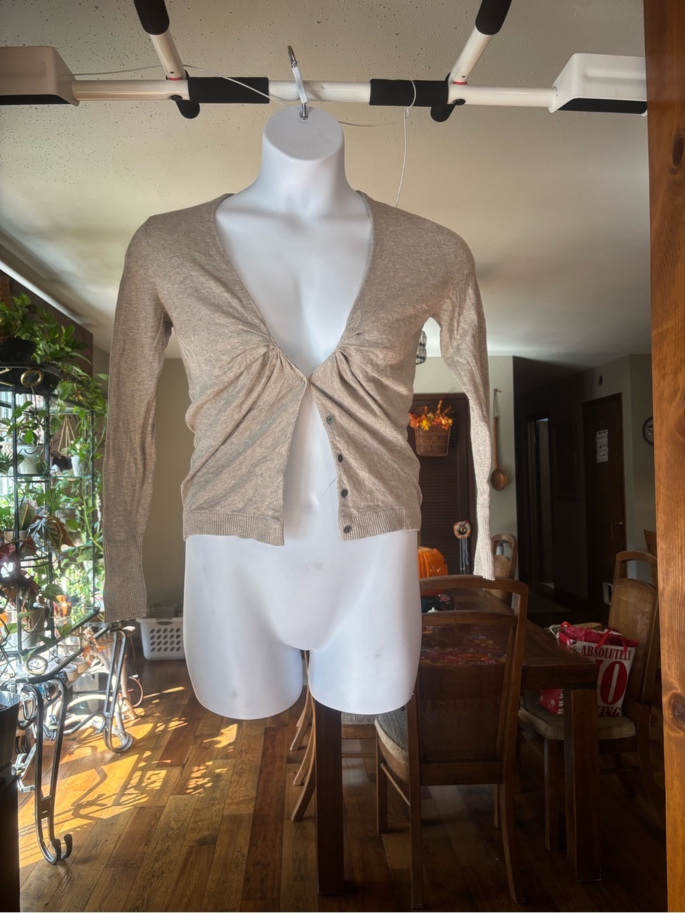 Banana Republic Shimmery Tan Cotton Blend Cropped Cardigan Size S